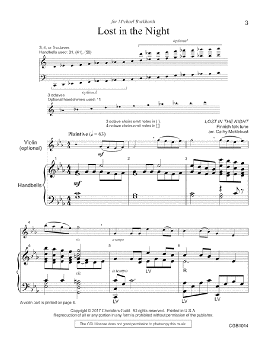 Lost in the Night Handbell Choir scores gallery preview page 4
