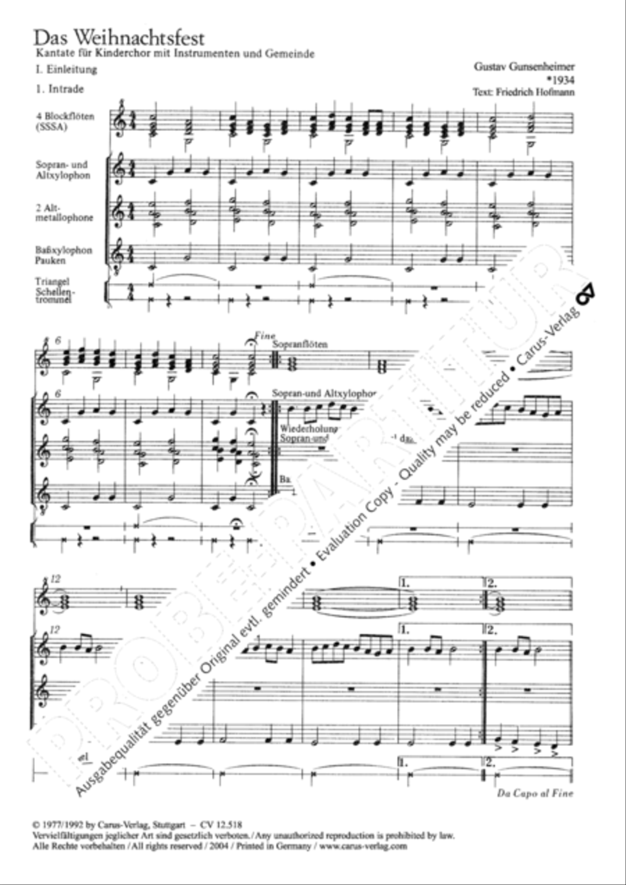 Das Weihnachtsfest Unison Choir scores gallery preview page 4