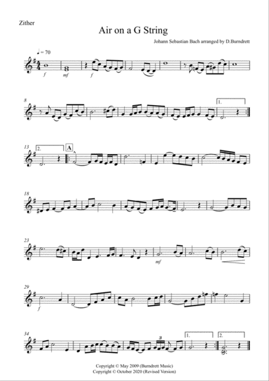 Air on a G String for Zither and Piano Zither scores gallery preview page 3