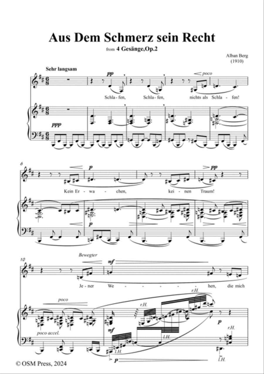 Alban Berg-Aus Dem Schmerz sein Recht(1910),in b minor,Op.2 No.1 Voice scores gallery preview page 2