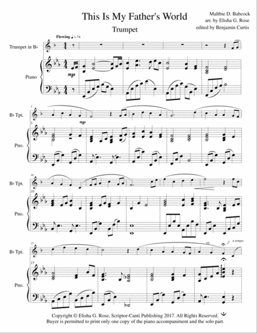 This Is My Father's World - Trumpet Trumpet Solo scores gallery preview page 2