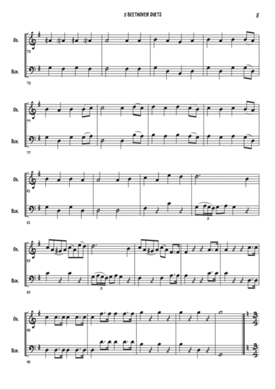 5 Beethoven duets - Oboe & Bassoon 5 Beethoven duets - Oboe & Bassoon Woodwind Duet scores gallery preview page 6