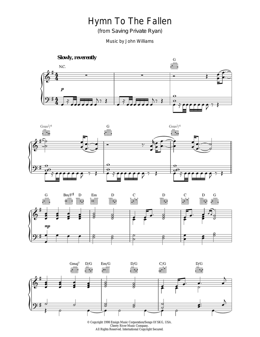 Hymn To The Fallen (from Saving Private Ryan) Piano Solo scores gallery preview page 1