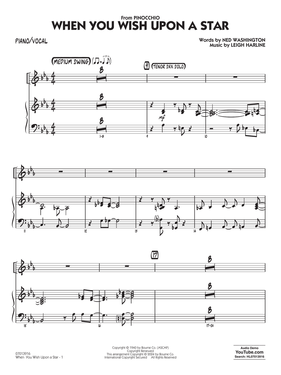 When You Wish Upon A Star (Key: C) (arr. Chuck Israels) - Piano/Vocal