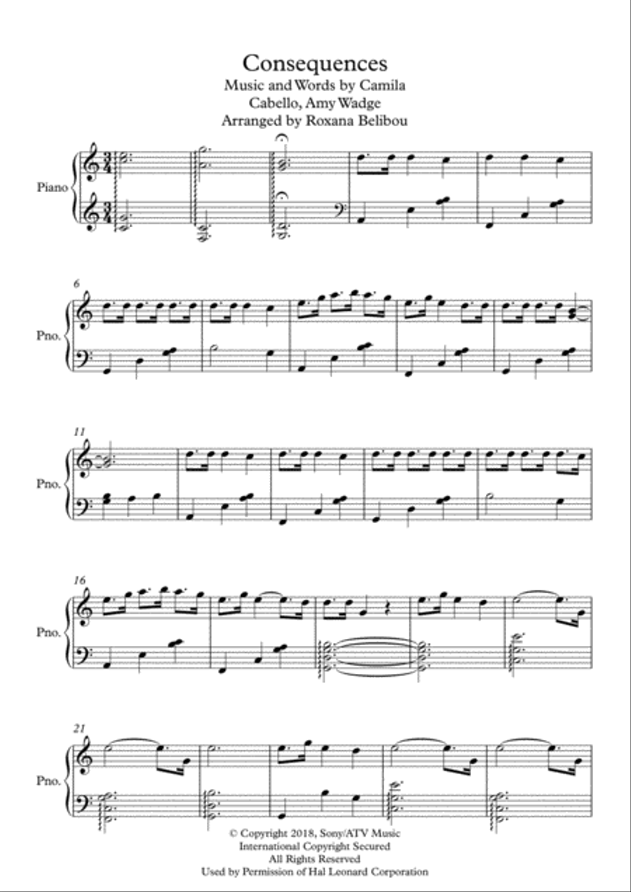 Consequences Piano Solo scores gallery preview page 1