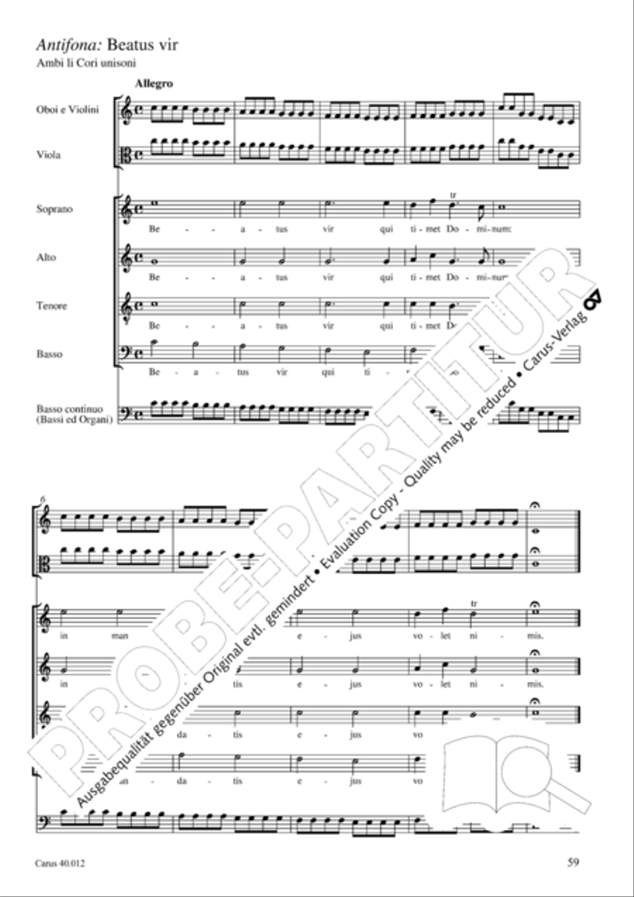 Beatus vir (How blest is he) Psalm 111 4-Part scores gallery preview page 60