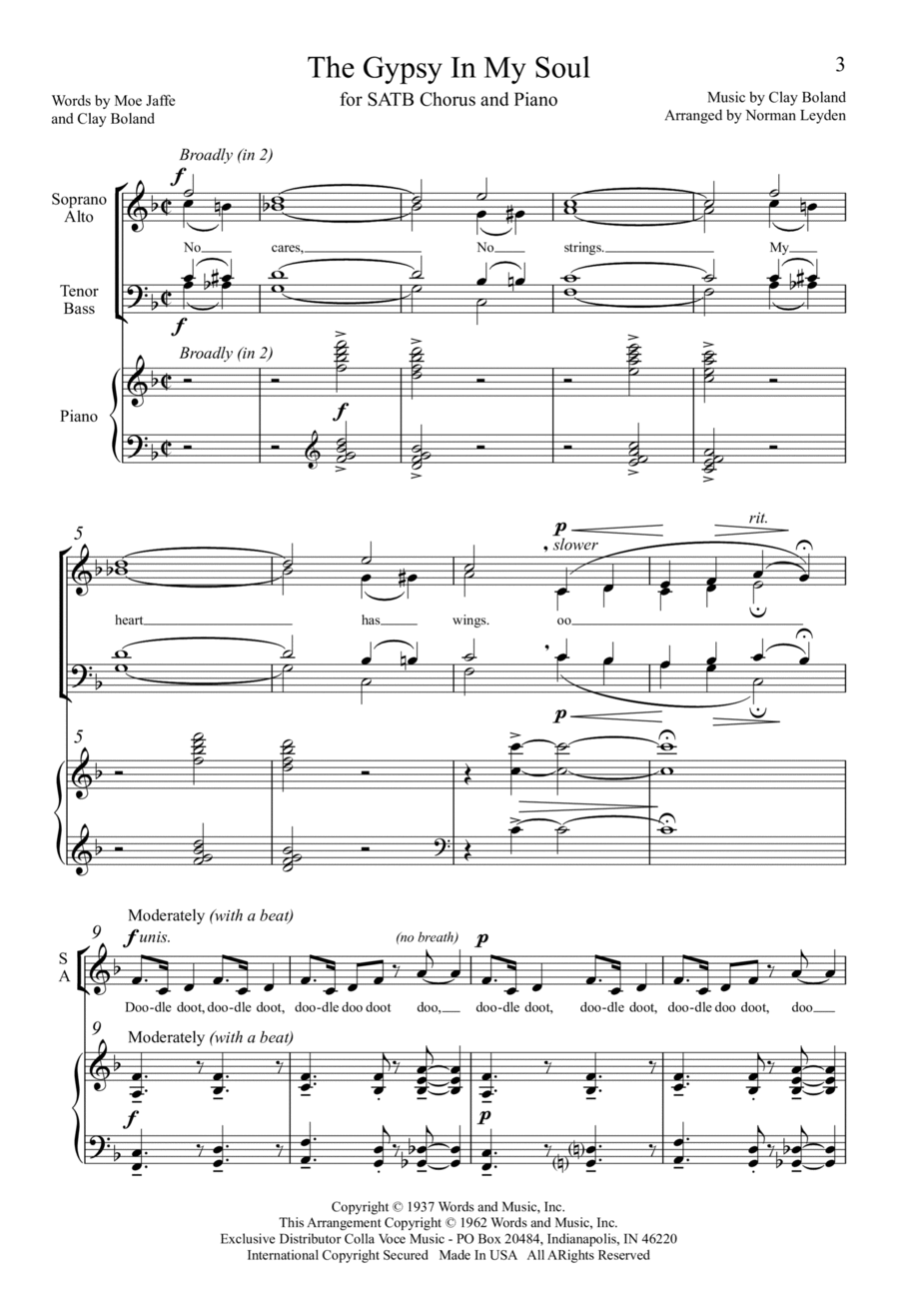 Gypsy In My Soul Gypsy In My Soul 4-Part scores gallery preview page 1
