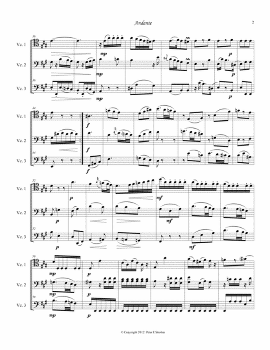 Andante and Allegro for Violoncello Trio, from Horn Quintet, K. 407 - Score Only image number null