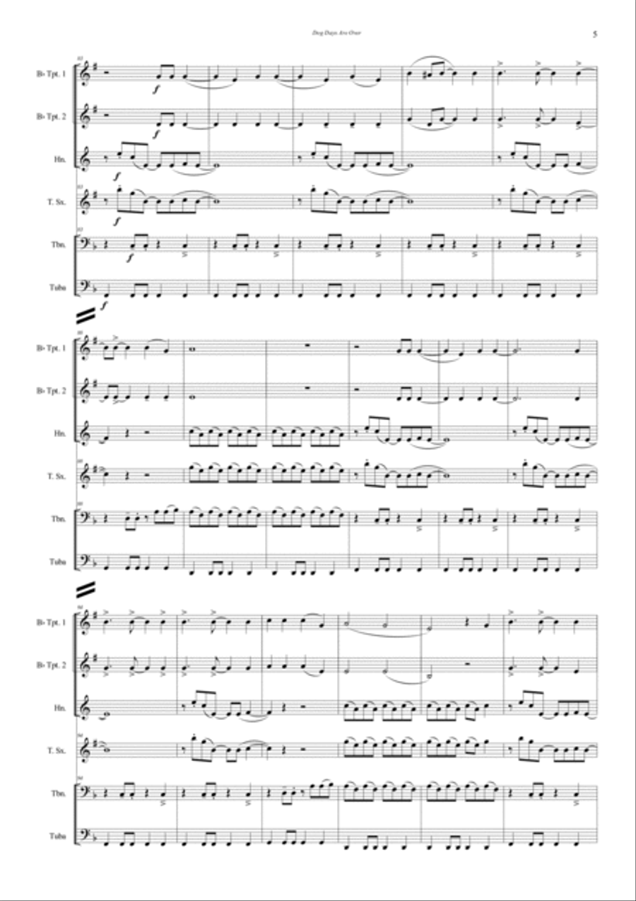 Dog Days Are Over Brass Quintet scores gallery preview page 6