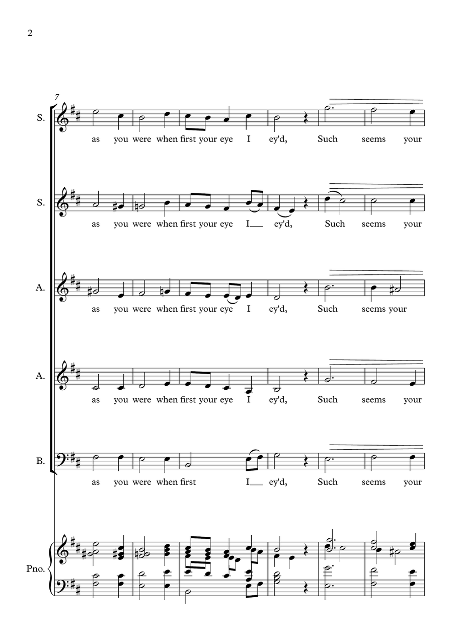 You Never Can Be Old - Sonnet 104 - Choir SSAAB 3-Part scores gallery preview page 2