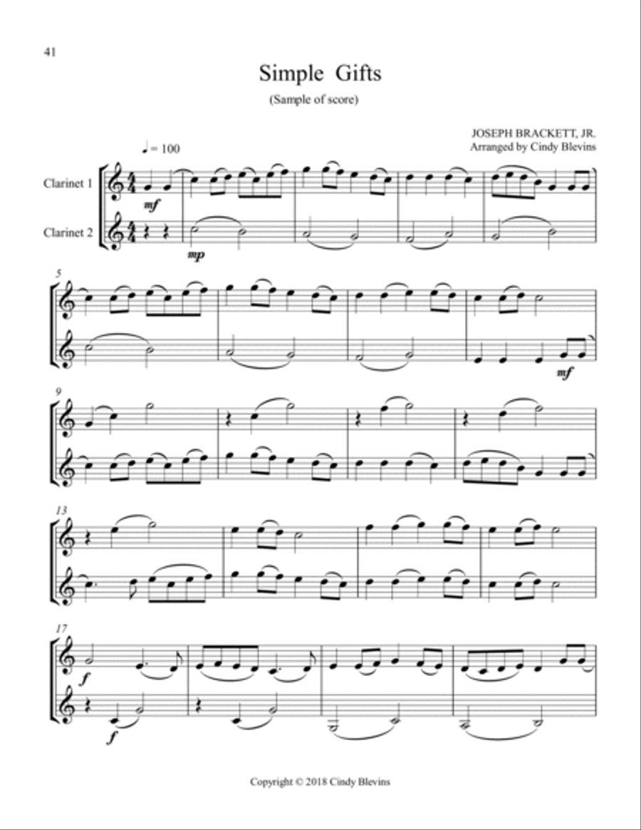 12 Favorite Folk Songs, Clarinet Duets Clarinet Duet scores gallery preview page 5