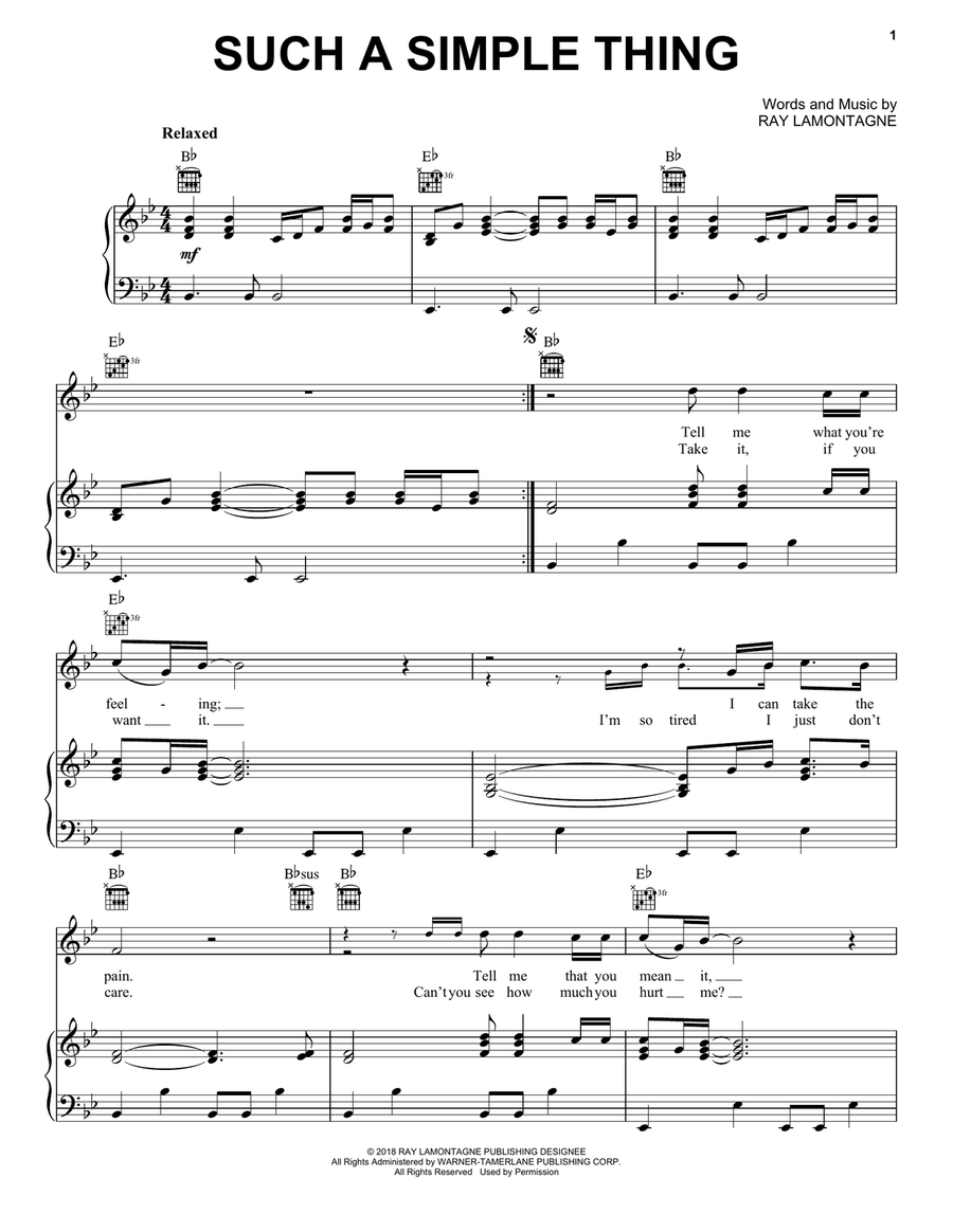 Such A Simple Thing Piano, Vocal, Guitar scores gallery preview page 1