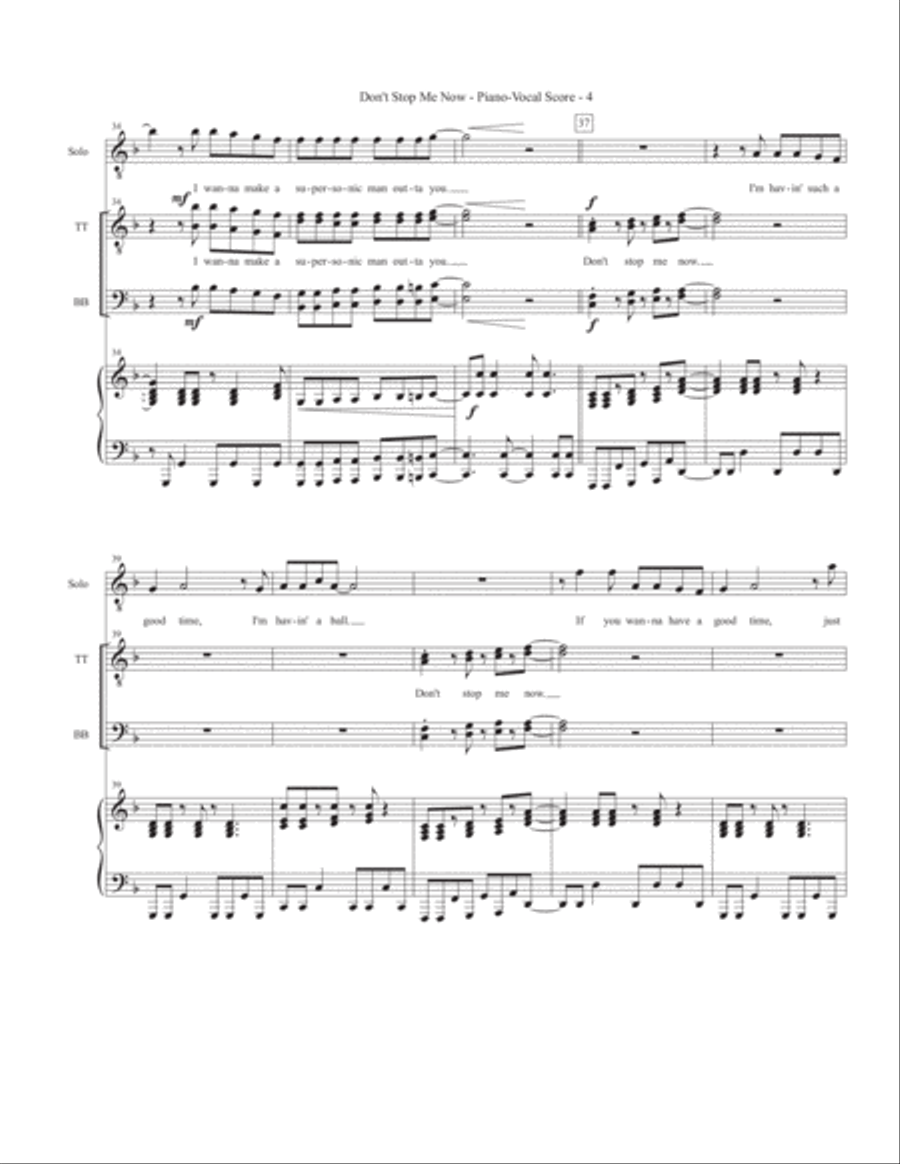 Don't Stop Me Now TTBB scores gallery preview page 4