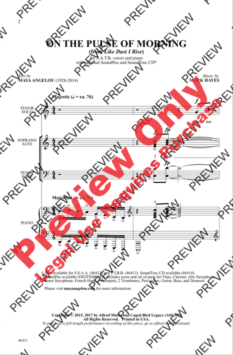 On the Pulse of Morning 4-Part scores gallery preview page 2