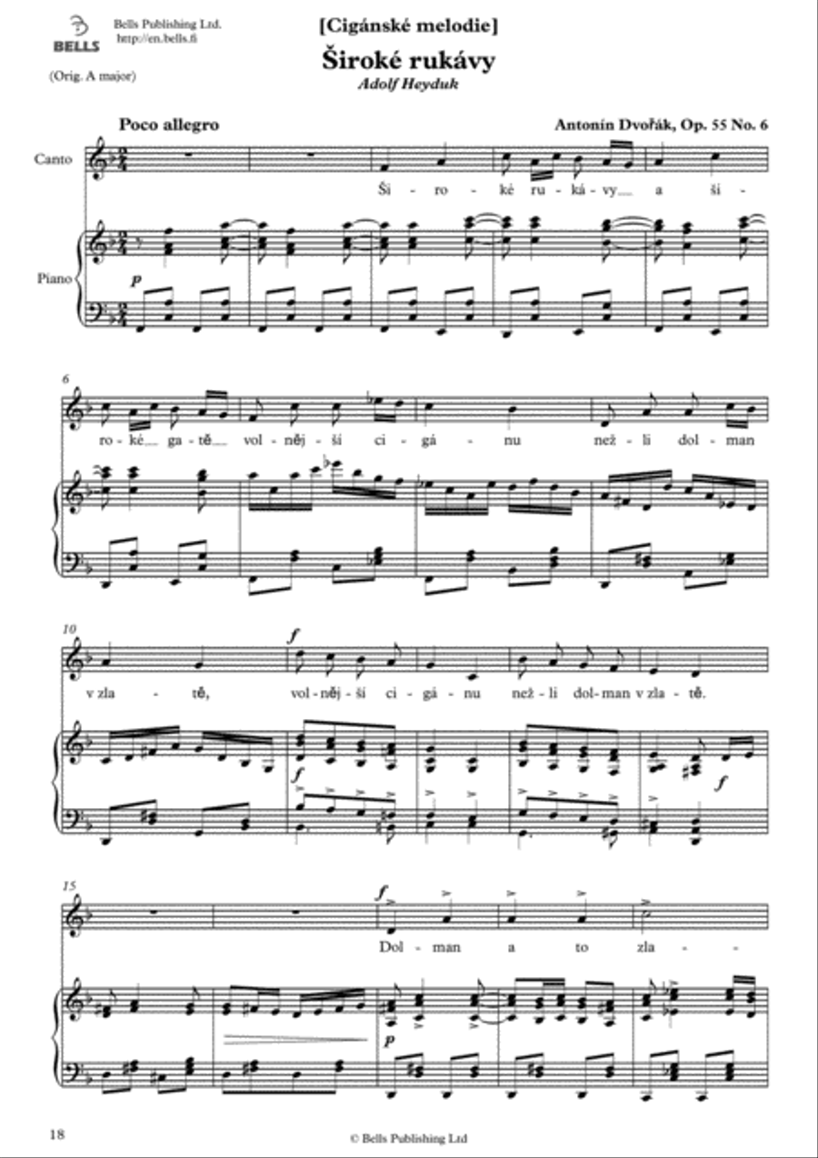 Siroke rukavy, Op. 55 No. 6 (F Major) Voice Solo scores gallery preview page 1
