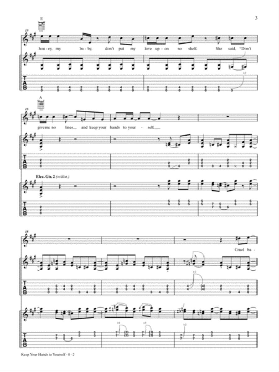 Keep Your Hands to Yourself Guitar Tablature scores gallery preview page 2