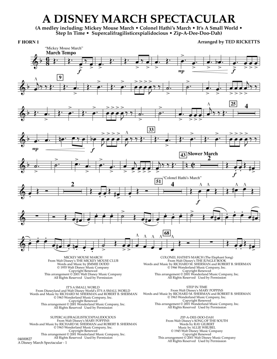 A Disney March Spectacular - F Horn 1 Horn scores gallery preview page 1