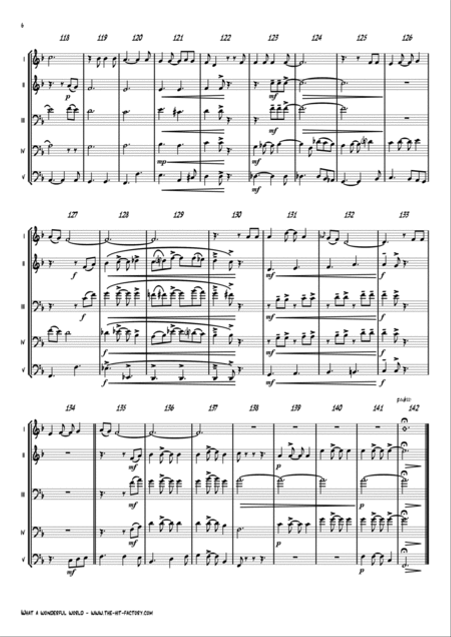 What A Wonderful World Saxophone Quintet scores gallery preview page 6