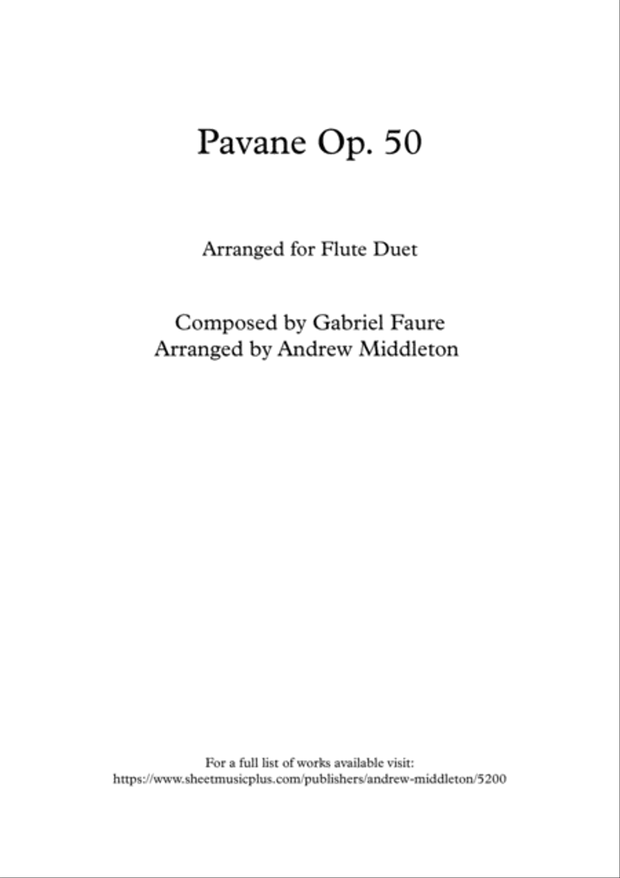 Pavane Op. 50 arranged for Flute Duet Flute Duet scores gallery preview page 1