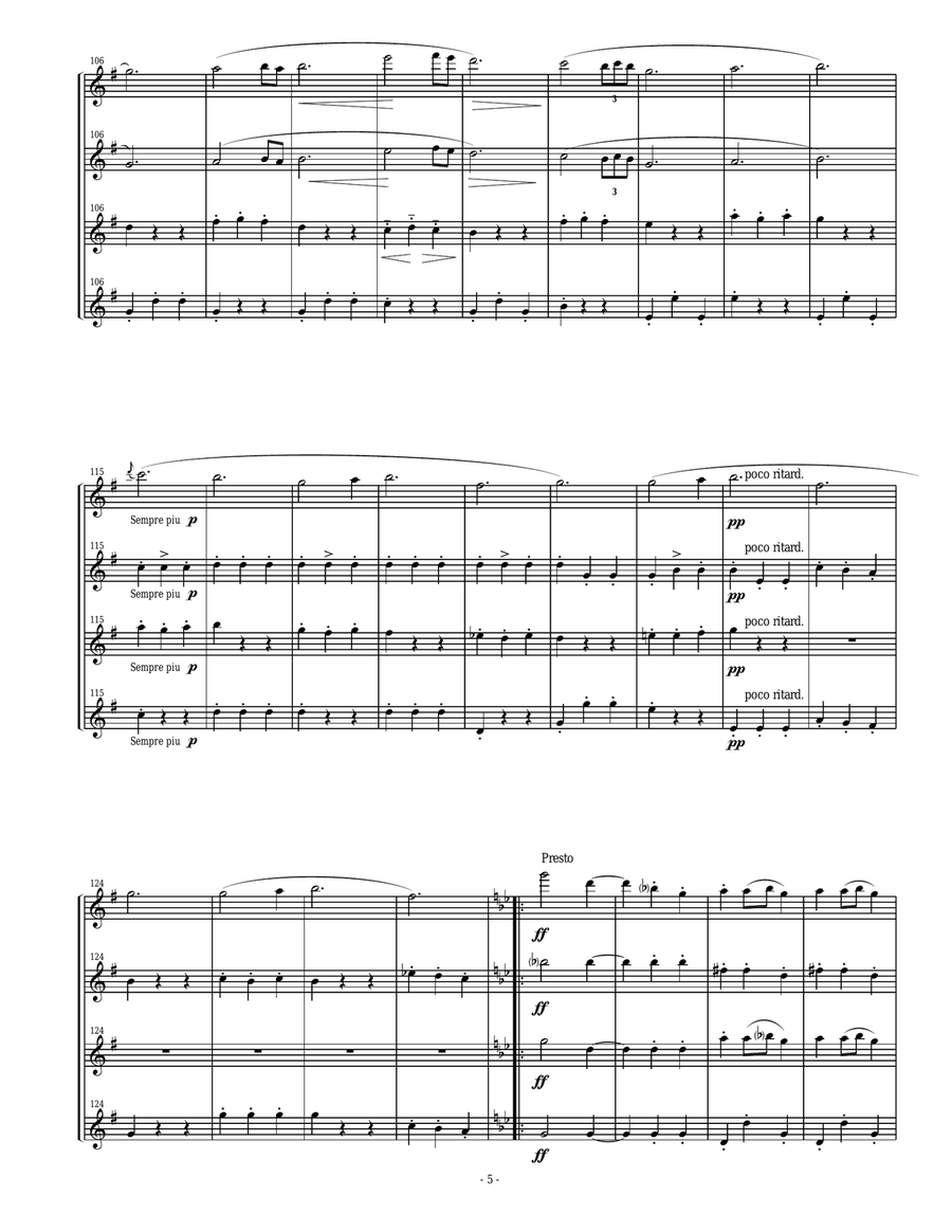 Dvorak Slavonic Dance #8 for Flute Quartet Flute Quartet scores gallery preview page 5