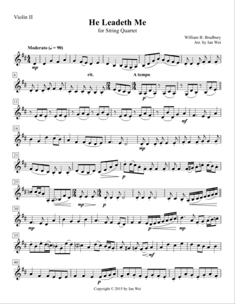 He Leadeth Me for String Quartet He Leadeth Me for String Quartet String Quartet scores gallery preview page 3