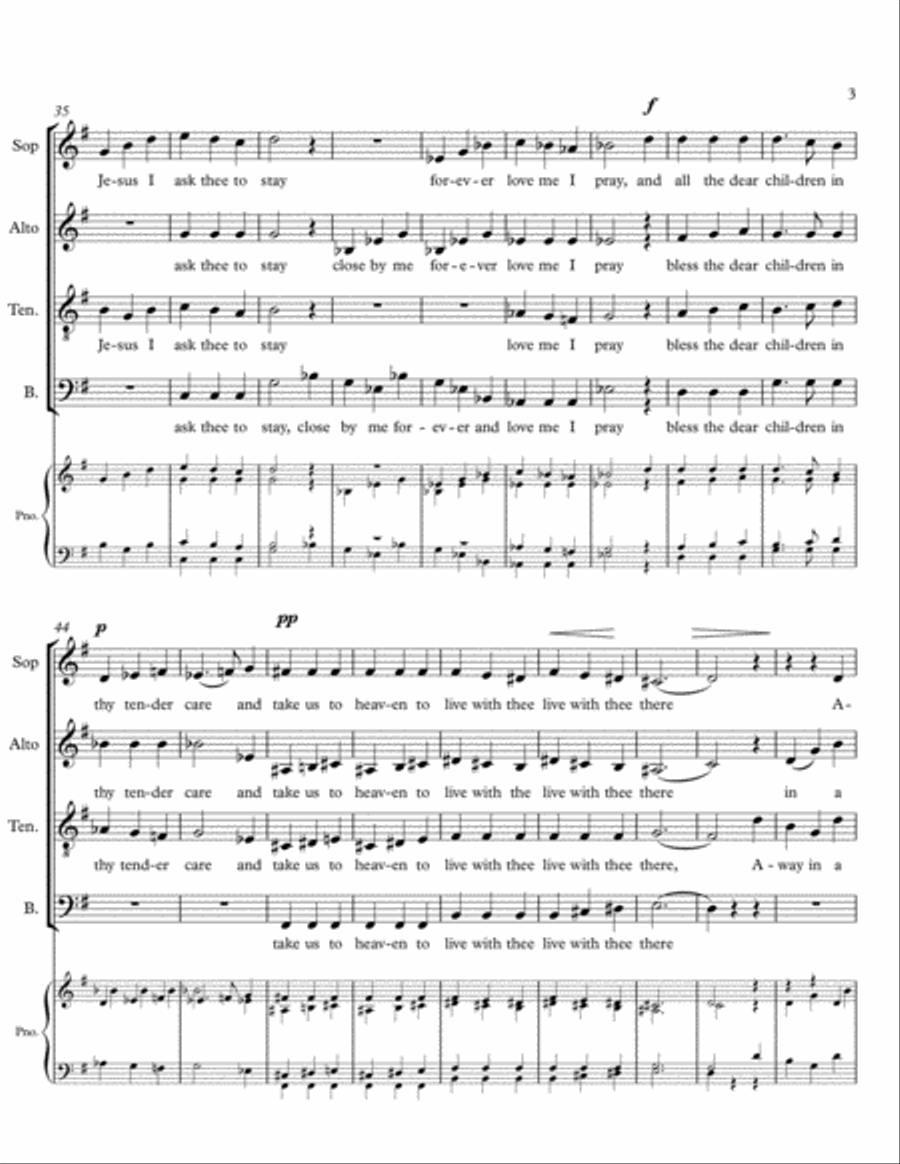 Away in a Manger for SATB, op. 46, #1 4-Part scores gallery preview page 3