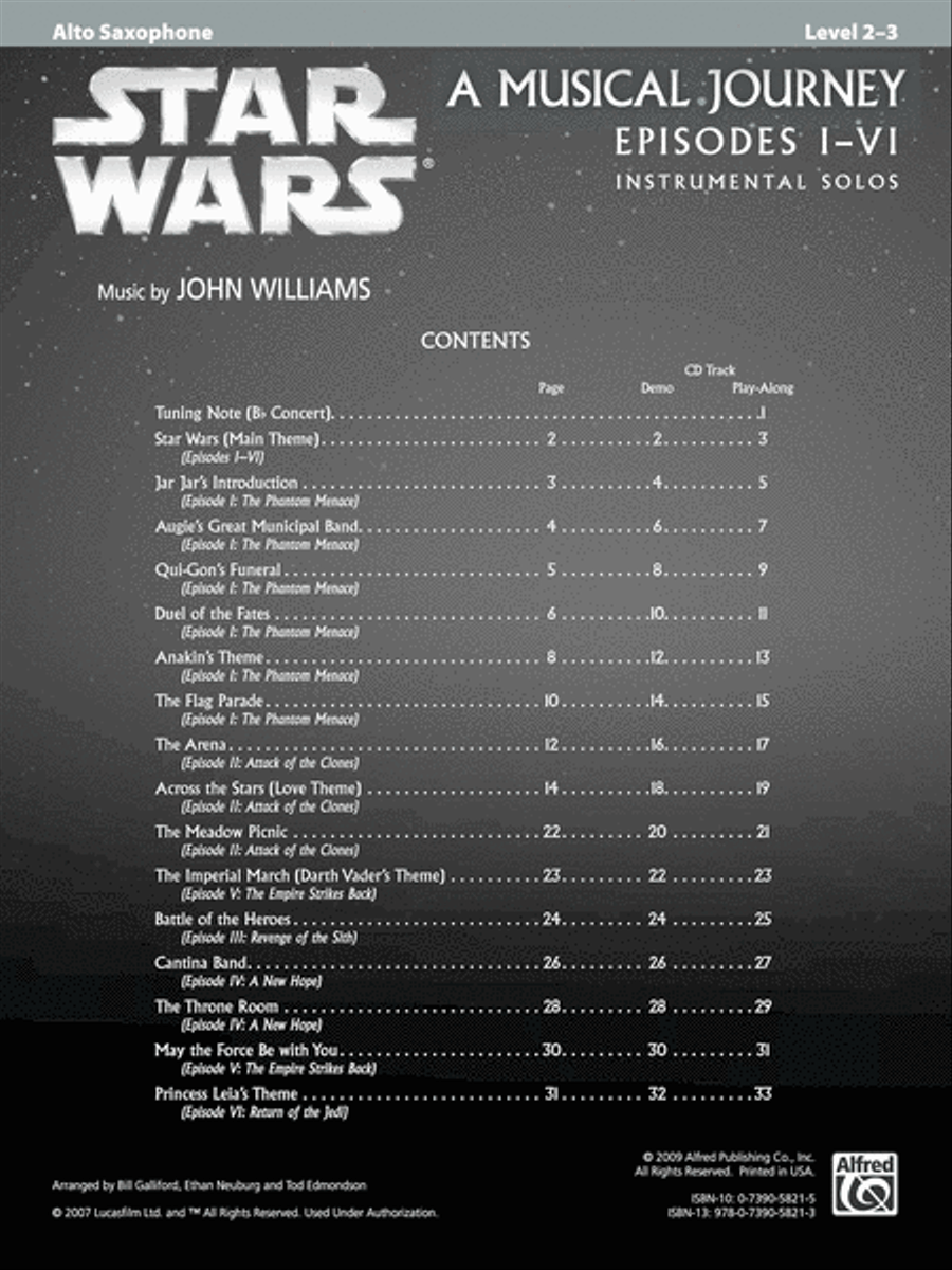 Star Wars I-VI Instrumental Solos - Alto Saxophone Alto Saxophone scores gallery preview page 2
