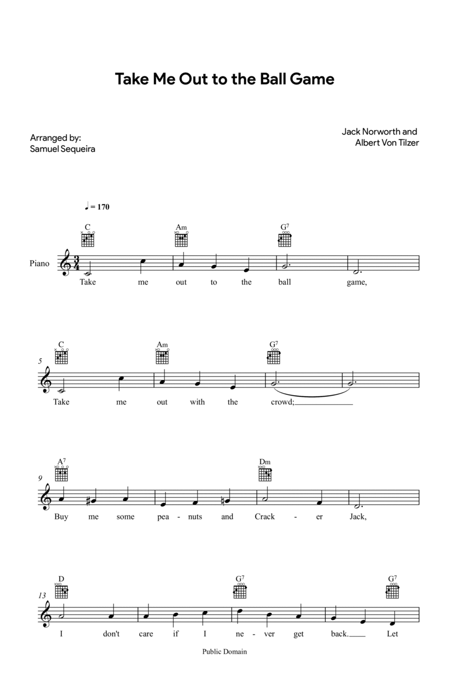 Take me out to the Ball Game - Lead Sheet Easy Piano scores gallery preview page 1