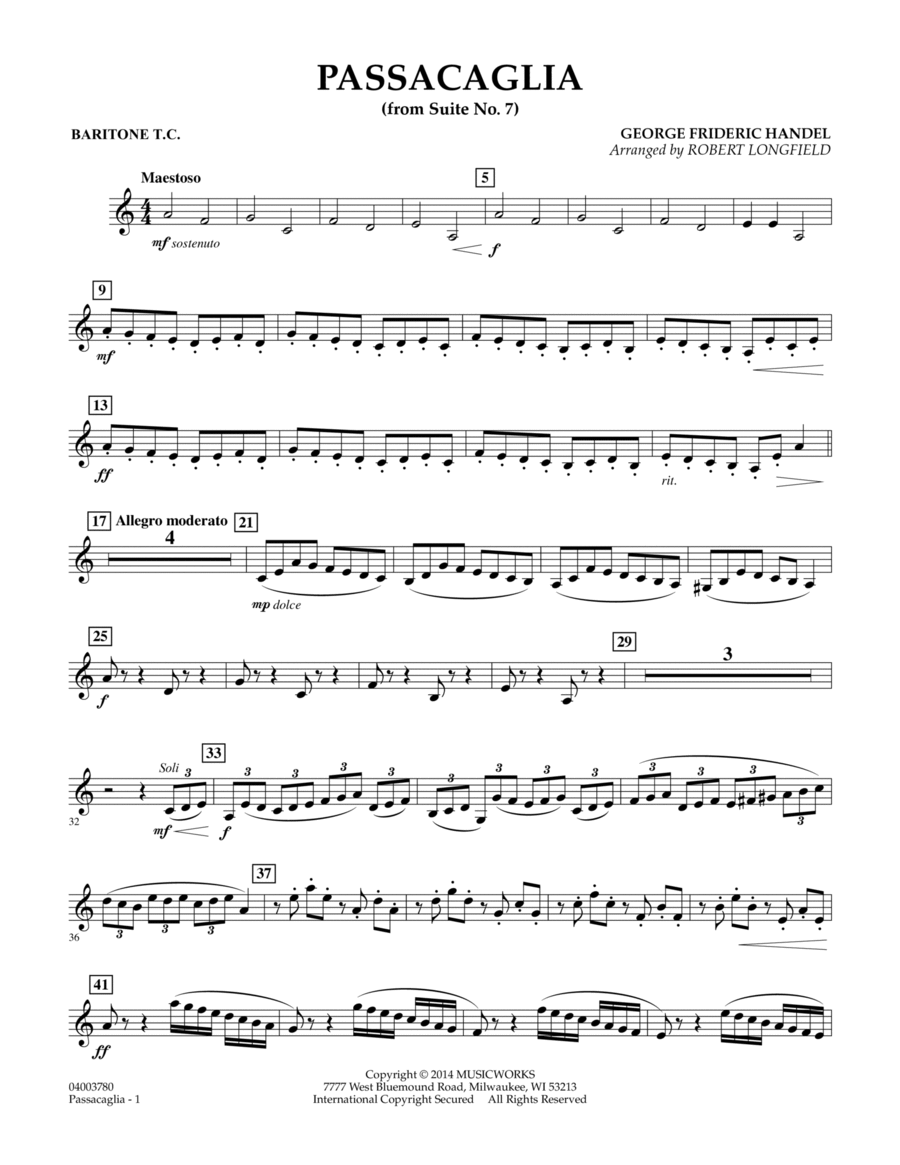 Passacaglia (from Suite No. 7) - Baritone T.C.
