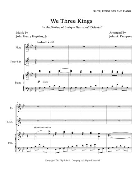 We Three Kings (Trio for Flute, Tenor Sax and Piano) image number null
