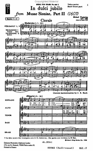 In Dulci Jubilo - Brass Quartet/Vces/Organ