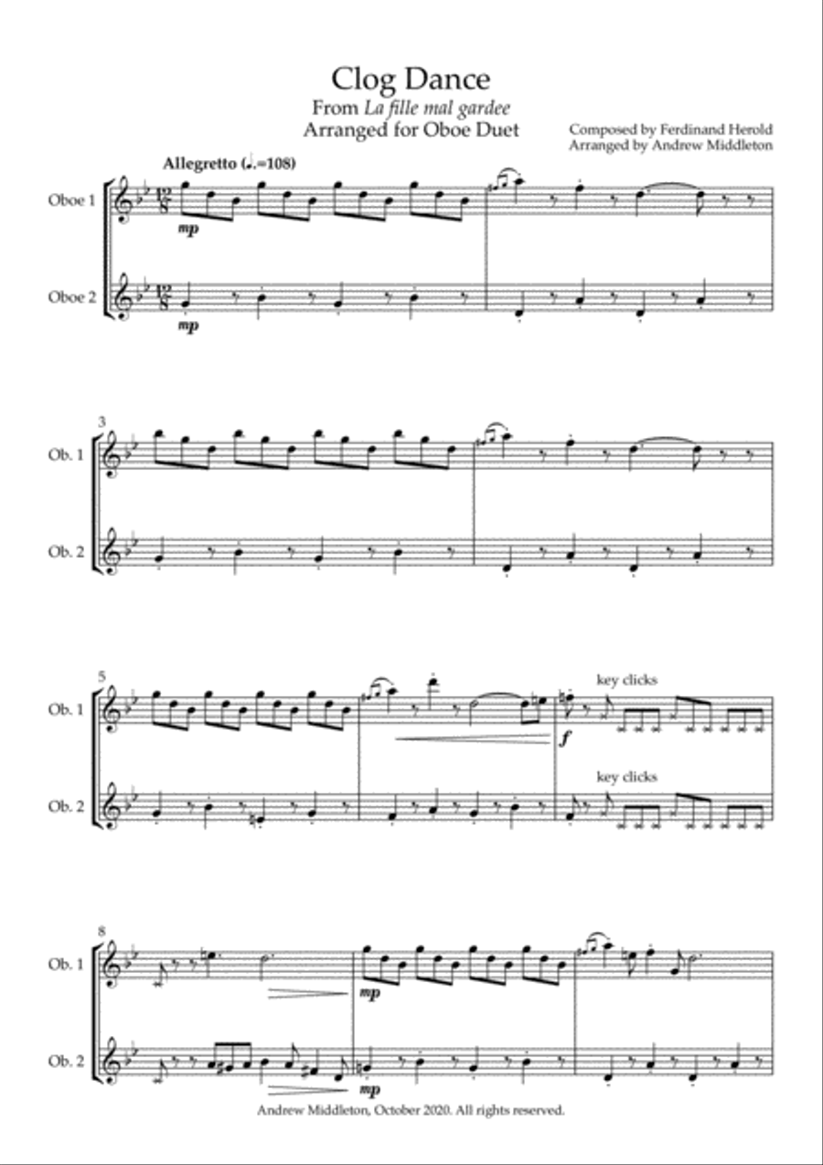 Clog Dance arranged for Oboe Duet Woodwind Duet scores gallery preview page 3
