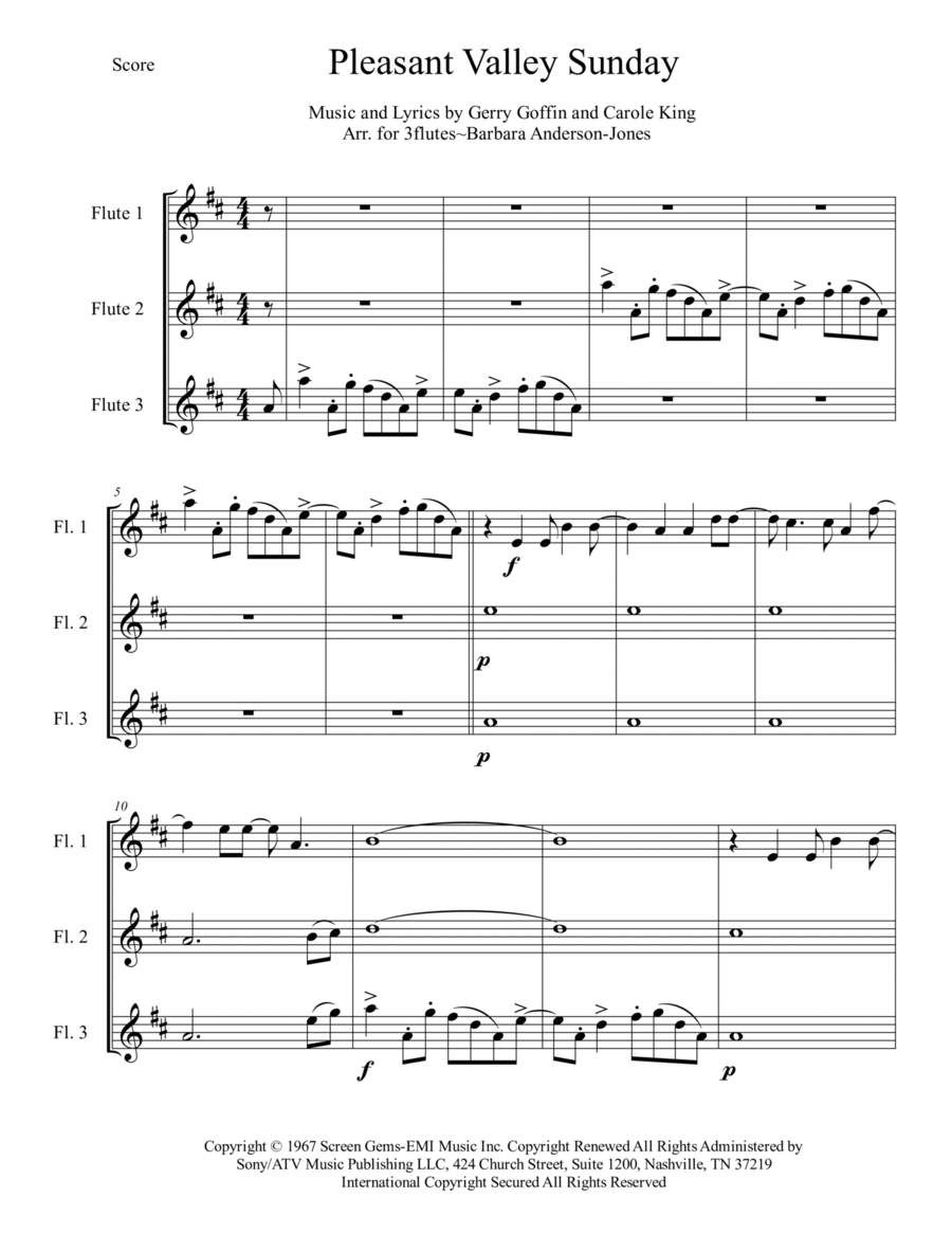 Pleasant Valley Sunday Woodwind Trio scores gallery preview page 1