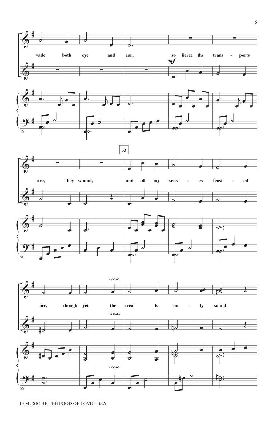 If Music Be The Food Of Love (from Shakespeare's Twelfth Night) SSA scores gallery preview page 4