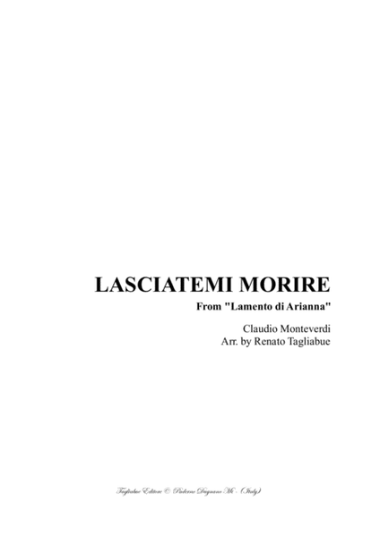LASCIATEMI MORIRE - C. Monteverdi - From "Lamento di Arianna" - For SSATB Choir image number null