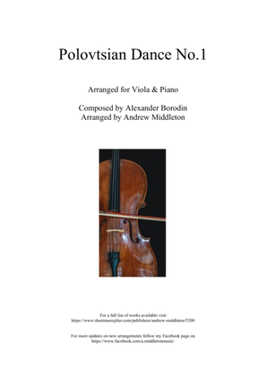 Book cover for Polovtsian Dance No. 1 arranged for Viola and Piano
