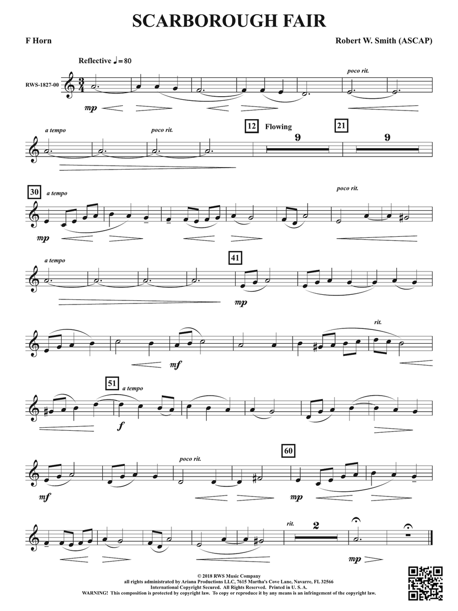 Scarborough Fair: 1st F Horn Horn scores gallery preview page 1
