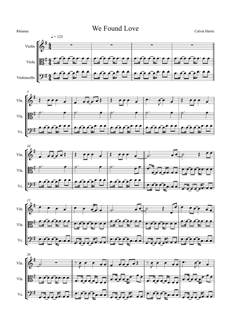 We Found Love We Found Love String Trio scores gallery preview page 1