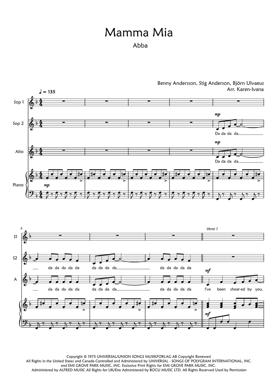 Mamma Mia SSA scores gallery preview page 1