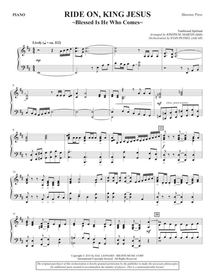 Ride On, King Jesus (arr. Joseph M. Martin) (Consort) - Piano Choir scores gallery preview page 1