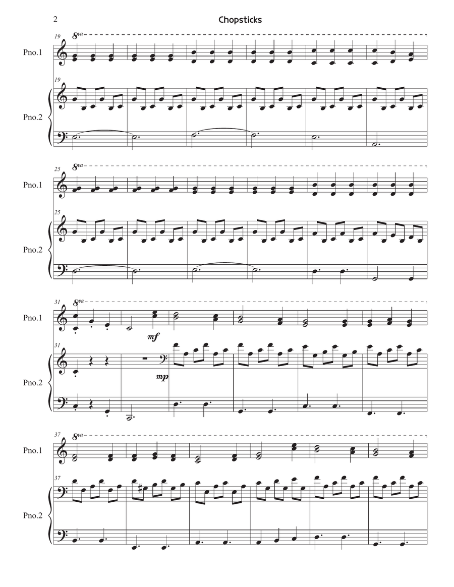 Chopsticks (Piano Duet) Piano Duet scores gallery preview page 2