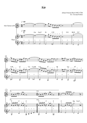 AIR - Bach (Clarinet in Bb and Piano chords - easy)