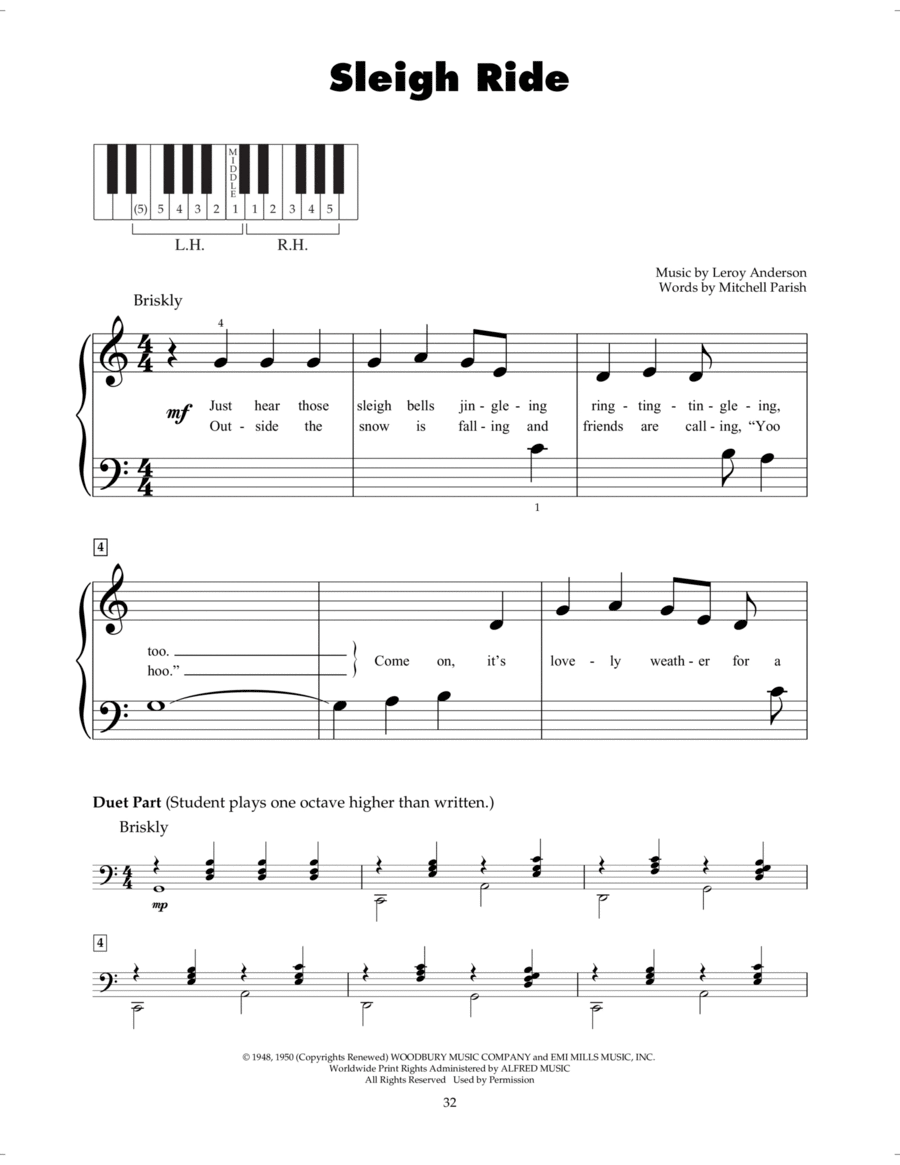 Sleigh Ride Piano scores gallery preview page 1