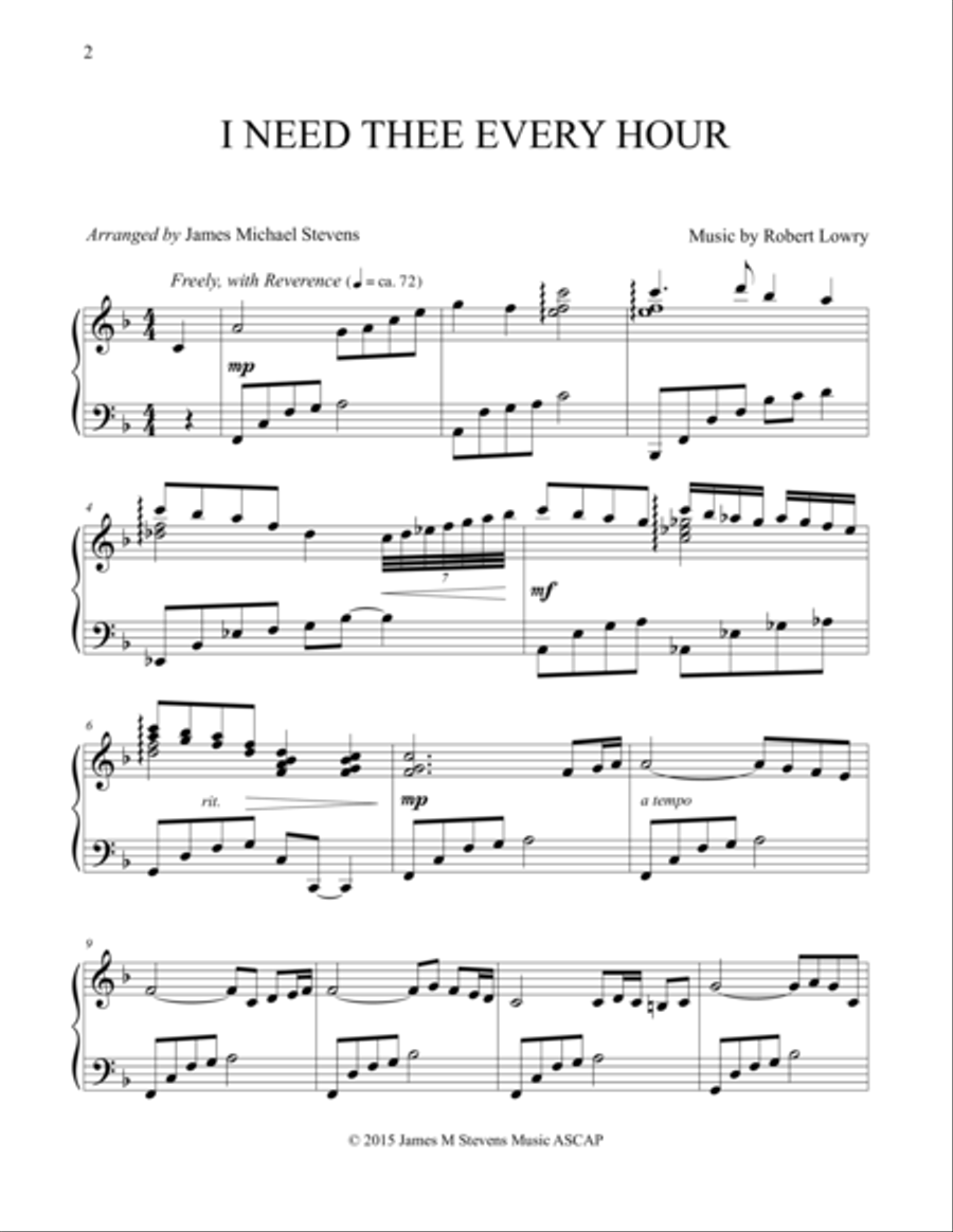 I Need Thee Every Hour I Need Thee Every Hour Piano Solo scores gallery preview page 1