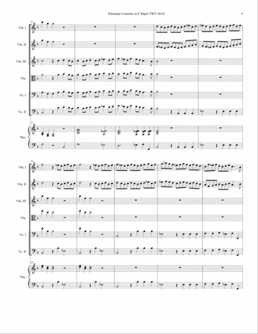 Telemann Concerto Grosso - Vivace TWV 44:41 Chamber Orchestra scores gallery preview page 3