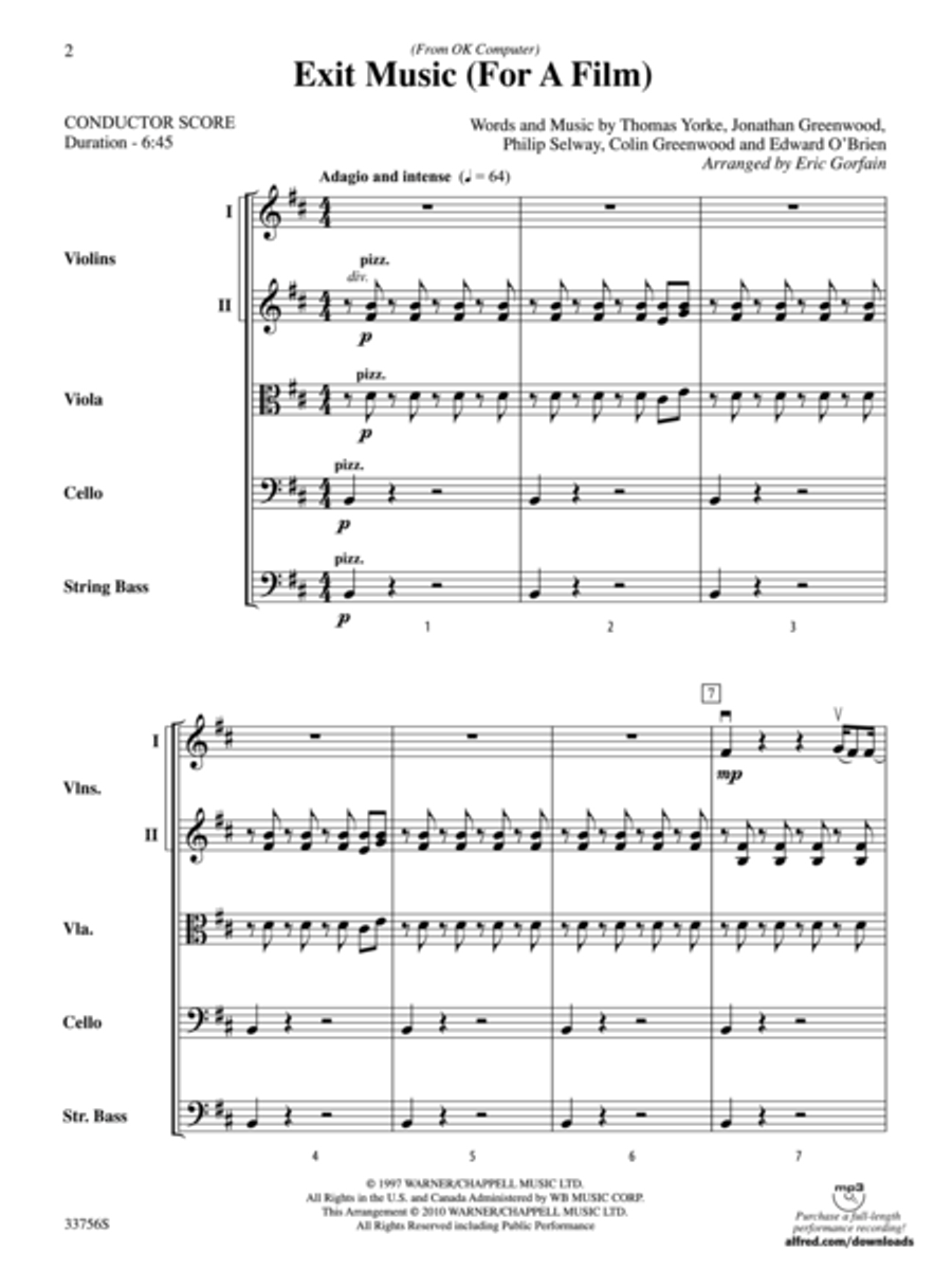 Exit Music (For a Film) String Orchestra scores gallery preview page 2