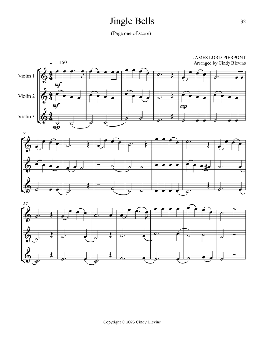 Violin Trios for Christmas, Vol. III (12 Arrangements) String Trio scores gallery preview page 4