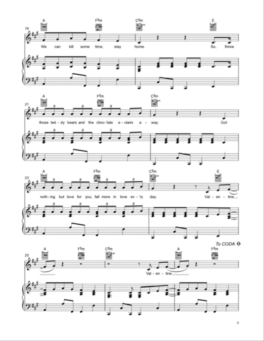Valentine Valentine Piano, Vocal, Guitar scores gallery preview page 3