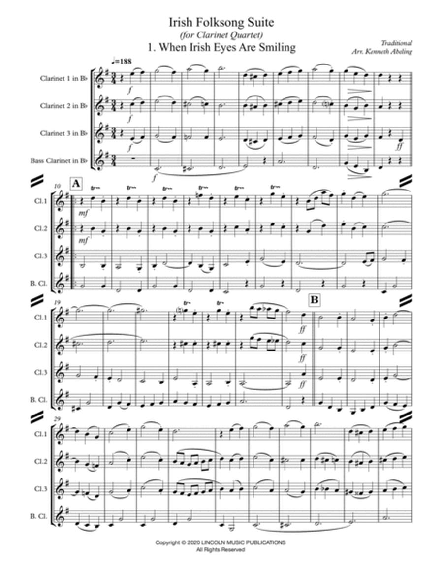 Irish Folksong Suite (for Clarinet Quartet) image number null