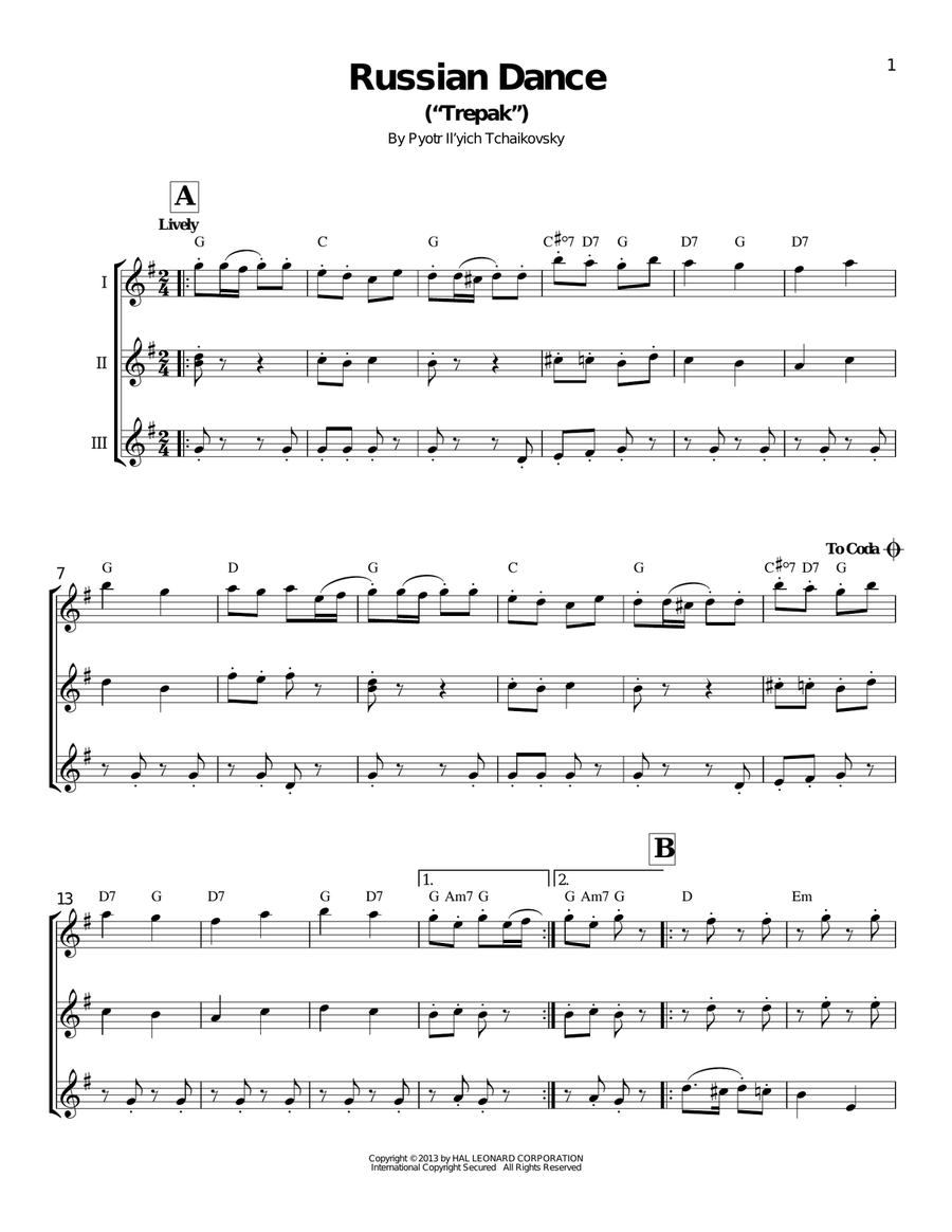 Russian Dance (Trepak) (from The Nutcracker) Ukulele scores gallery preview page 1